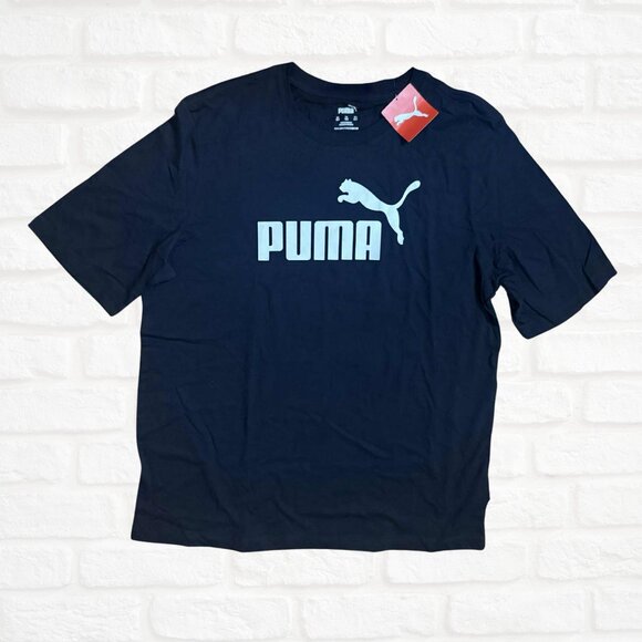 NWT Puma Essentials Logo T-Shirt Men Size XLT Black Classic Athletic Tee Cotton - Picture 2 of 7